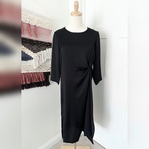 HATCH Lauren Twist Detail Maternity Midi Dress Black Size S NWT